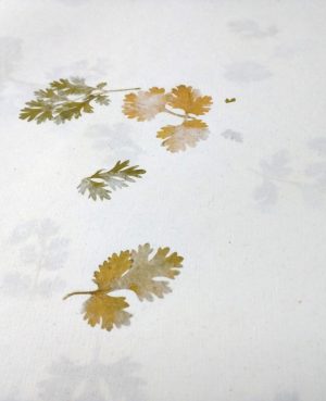 PAPEL ARTESANAL ALGODÓN HOJAS Y FLORES - BLANCO HOJAS PEQUEÑAS AMARILLAS Y VERDES (Nº 8) 56 X 76 papel-artesano-algodon-hojas-y-flores-verde-hojas-peque-as-9737
